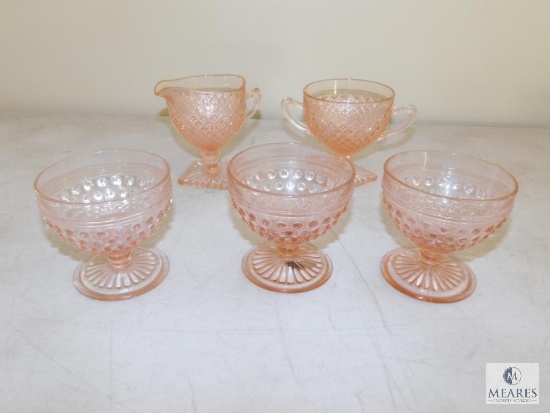 Pink Depression Glass Hobnail Sorbet / Dessert Cups Lot