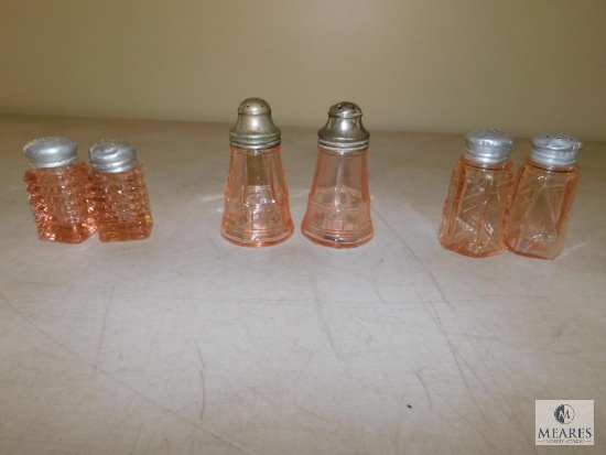Pink Depression Glass Salt & Pepper Shakers Lot