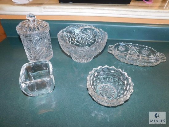 Lot of Lead Crystal Candy Jar Relish Dish & Bowls