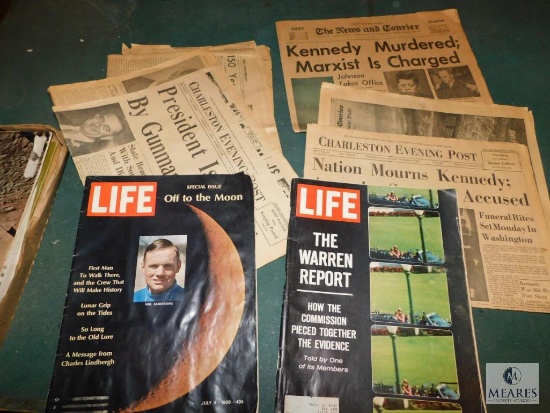 Lot Vintage Newspapers World War II & Kennedy Assassination & Life Magazines