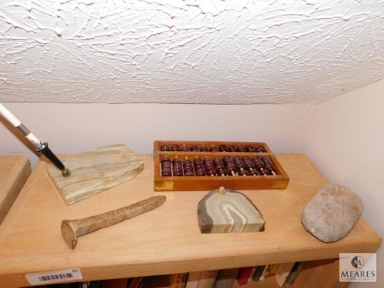 Solid Wood Bookshelf with Contents
