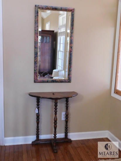 Half Moon Wood Accent Table & Mirror