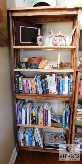 Wood Shelf with Contents - Books, Decorations, and Digital Picture Frame