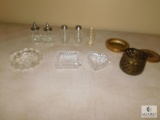 Lot Glass possibly Crystal Salt & Pepper Shakers & Ashtrays