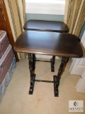 Lot of 2 Vintage Wood Side Tables Spindle Legs