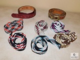 Lot 8 Belts Western Style & Leather Small Size