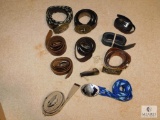 Lot Mens Belts with Brass & Silver Belt Buckles Leather +