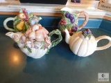 Lot of 4 Decorative Fruit & Shells Teapots China Porcelain