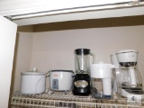 Shelf Lot Appliances Mixer, Coffee Maker, Crock Pots, Water Filter
