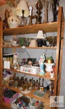 Shelf Contents - Lamps, Candle Holders, Decorations, Porcelain