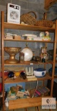 Shelf Contents - Wicker Baskets, Tins, Heater, Lamp, Planter, Light Fixture, +