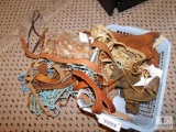 Large Lot Craft Leather Pieces - Belts Straps etc