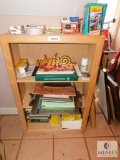 Solid Wood Bookshelf with Contents