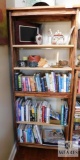 Wood Shelf with Contents - Books, Decorations, and Digital Picture Frame