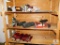 Shelf Lot of Automotive Parts Taillights Foot Pump Radio Tools +