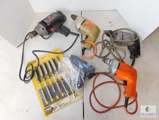 Lot Power Tools Electric Drills Stanley Screwdriver & Glue Gun