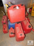 Lot of Various Fuel Cans Plastic Containers & Gerry Can