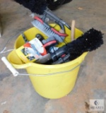 Bucket Lot of Cleaning Brushes
