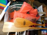 Lot of Boat Items - Fishnets, Oars / Paddles, Life Preservers, +