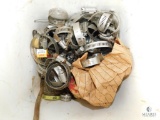 Bucket Lot of Hose Clamps and Various Nails