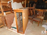 Lot of Wood Furniture - Corner Lot Chairs Buffet Top w/ Glass Headboard +