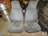 Lot of 2 Gray Fabric Automotive High Back Bucket Seats