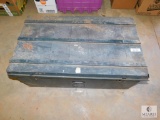 Large Metal Storage Box with Lot Car Parts & Jacks