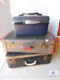 Lot 3 Vintage Suitcases 1 Raincoat & Atlas