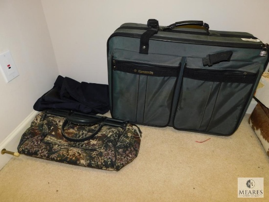 Lot of Travel Bags Samsonite Suitcase, Dress Bag, and Tapestry Bag