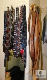 Lot of Mens Leather Belts & Buckles & Neck Ties