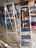 Lot of 2 Aluminum Ladders 4' and 5' with Paint Tray