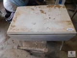 Antique Wood Table with Folding Side White Chippy Paint & Chair