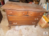 Old Serpentine Top 4 Drawer Wood Dresser