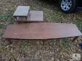 Art Deco Wood Coffee Table & 2 Tier Side Table