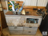 Workbench with Wood Top Vise and Misc Lot of Tools