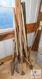 Lot Yard Tools Shovels, Racks, Sling Blades, Hedge Trimmers