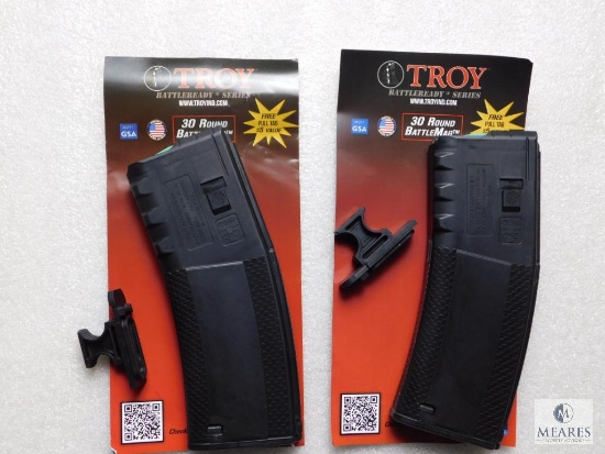 2 New Troy AR15 30 Round Battlemags with pull tabs for 5.56