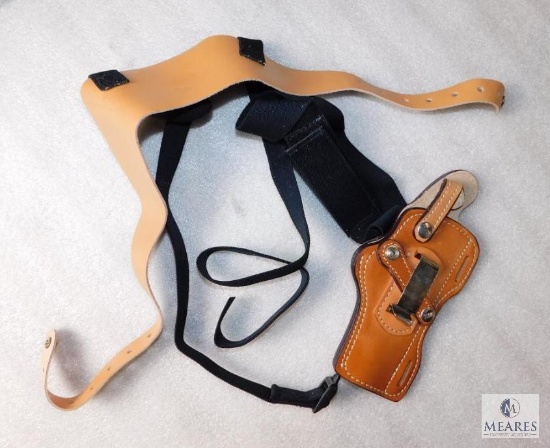 New Leather Shoulder Holster fits 4" Revvolvers & Medium Frame Semi Auto Pistols