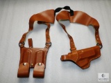 New Leather Shoulder Hoster w/ Double Mag Pouch fits Ruger P85, P95 EAA Witness & Similar