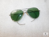 Vintage Aviator Glasses with Gray Lens Silver Tone Frame