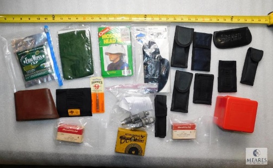 Lot Misc Items Knife Sheaths, Head Nets, Case Gard, 1" Mount Rings, Holster +