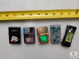 Lot 5 Collectible Refillable Lighters Zippo Style (None are Zippo Brand)