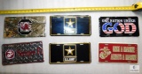Lot of 6 Aluminum License Novelty Plates Marines Gamecocks & Army