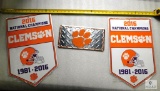 Lot of 3 Aluminum Clemson Tigers Novelty License Plate & Sign 2016 Champions