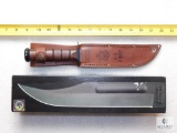New Ka-Bar Knife #1218 USMC Brown Serr Knife with Leather Sheath