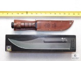 New Ka-Bar Knife #1218 USMC Brown Serr Knife with Leather Sheath