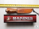 New Case USMC Hunter Knife with Brown Leather Sheath #00334