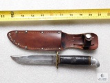 Rare Vintage Western Brand Fighting Knife WWII w/ Leather Sheath