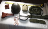 Lot WWII Collection Lot Holster Helmet Pouch Canteen + (see description)