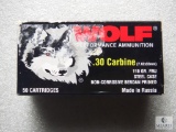 50 Rounds Wolf .30 Carbine 100 Grain FMJ Ammunition